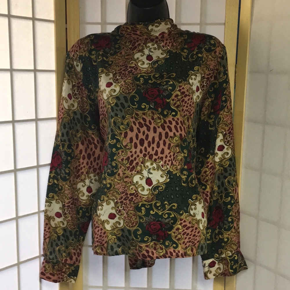 Anna & Frank Silk Rose Floral Blouse Pink Sz large